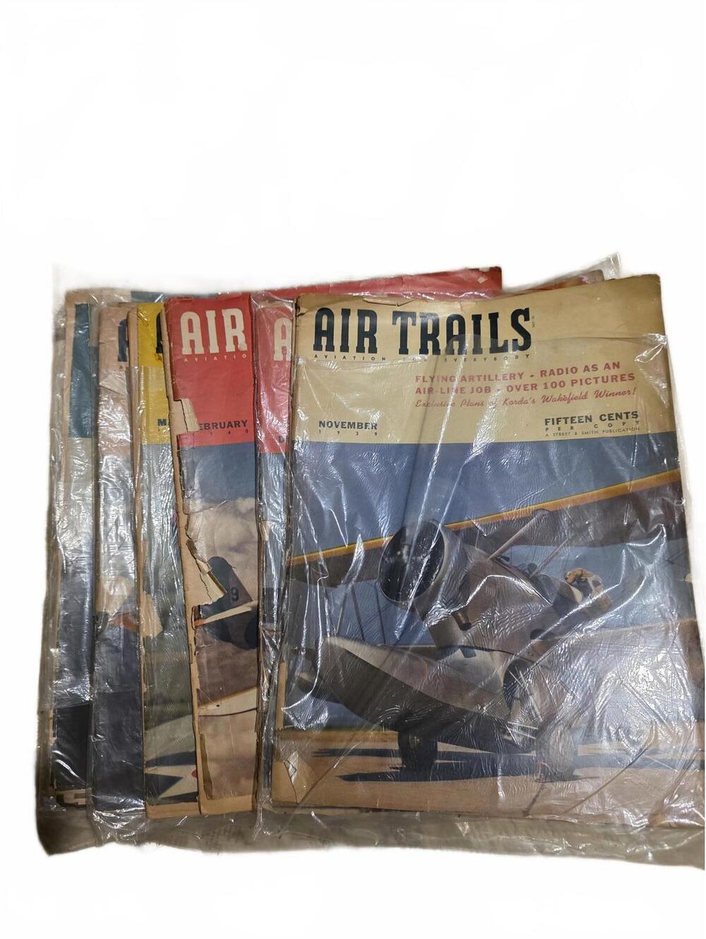 7 Vintage 1940 Air Trails Aviation Magazines Collection